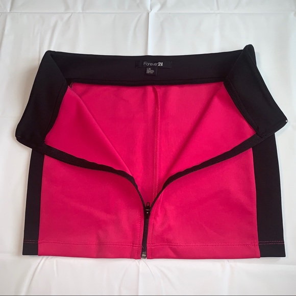 Pink & Black Full Front Zip Mini Skirt NWT - Picture 2 of 9